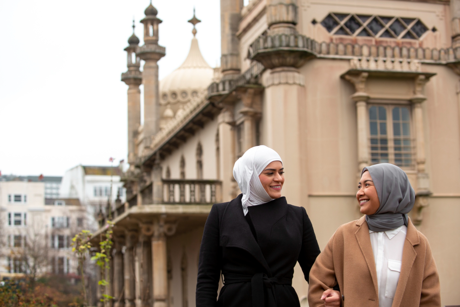 Muslim women discuss Islamic estate distribution outside Brighton Pavilion